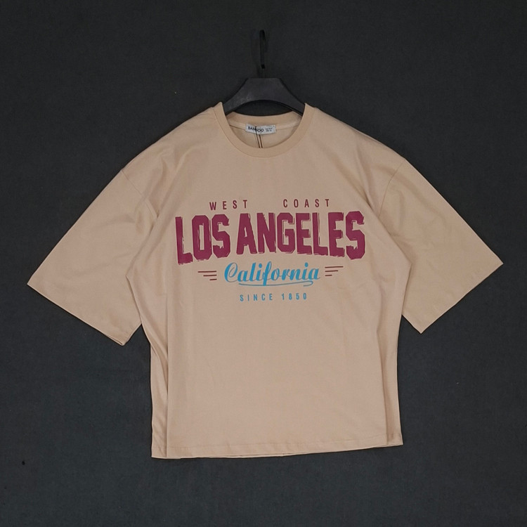 تیشرت زنانه Los Angeles لانگ پارچه مچینست یک رو