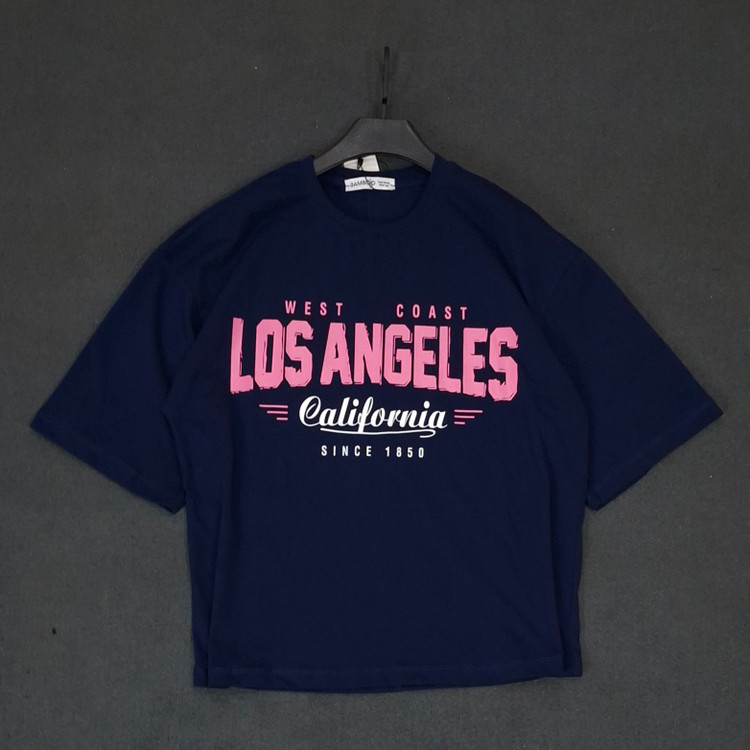تیشرت زنانه Los Angeles لانگ پارچه مچینست یک رو
