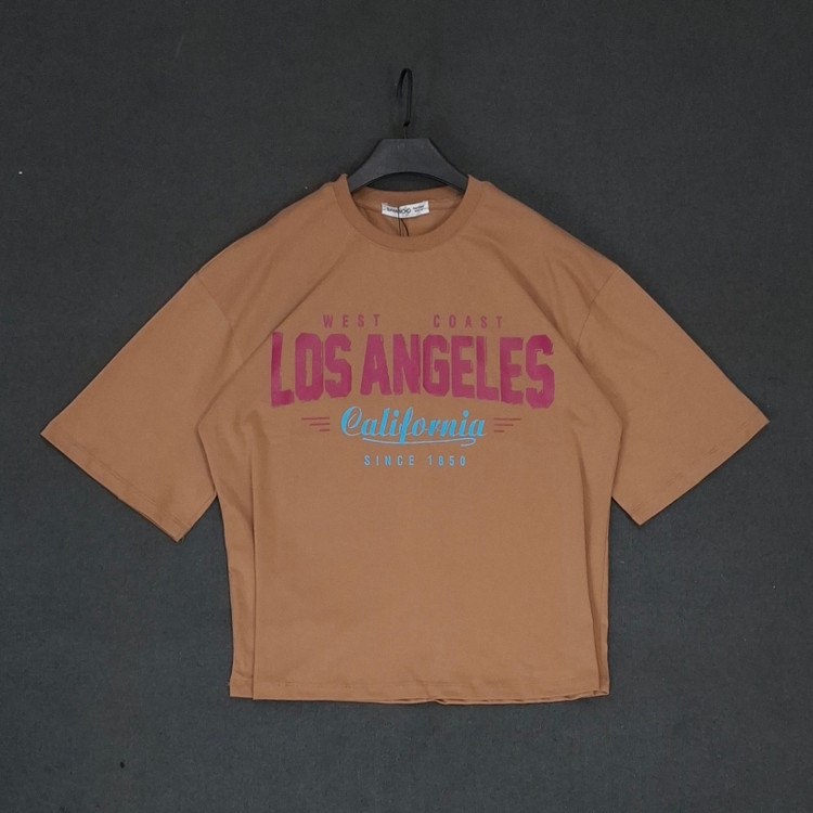 تیشرت زنانه Los Angeles لانگ پارچه مچینست یک رو