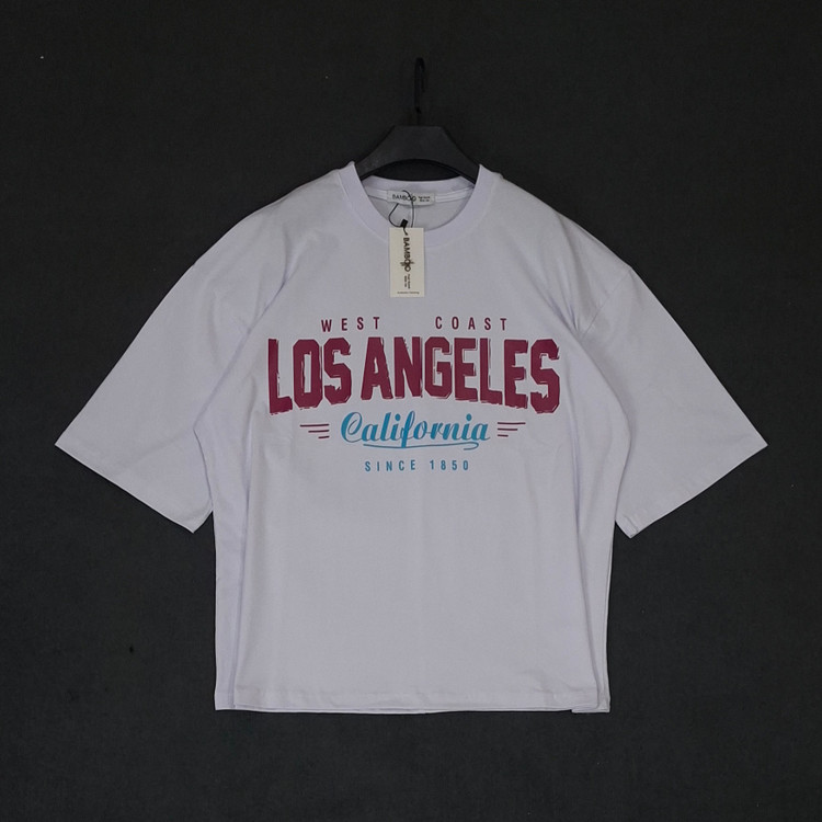 تیشرت زنانه Los Angeles لانگ پارچه مچینست یک رو