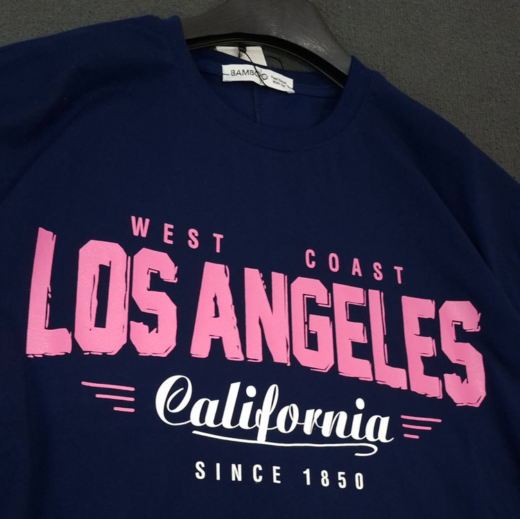 تیشرت زنانه Los Angeles لانگ پارچه مچینست یک رو