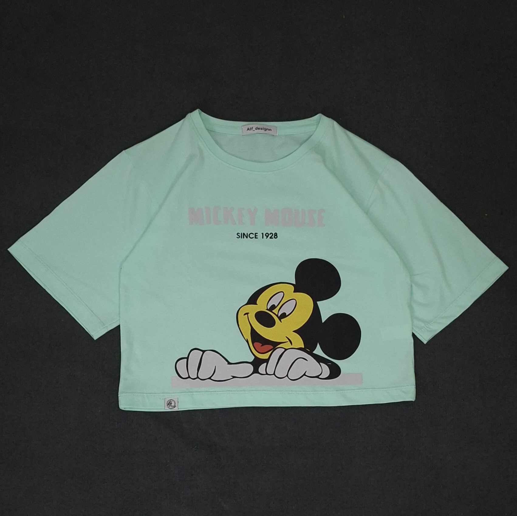 تیشرت دخترانه Mickey Mouse کراپی پارچه نخ پنبه