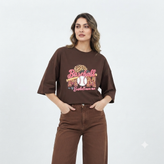 تیشرت زنانه BaseBall باکسی پارچه نخ پنبه