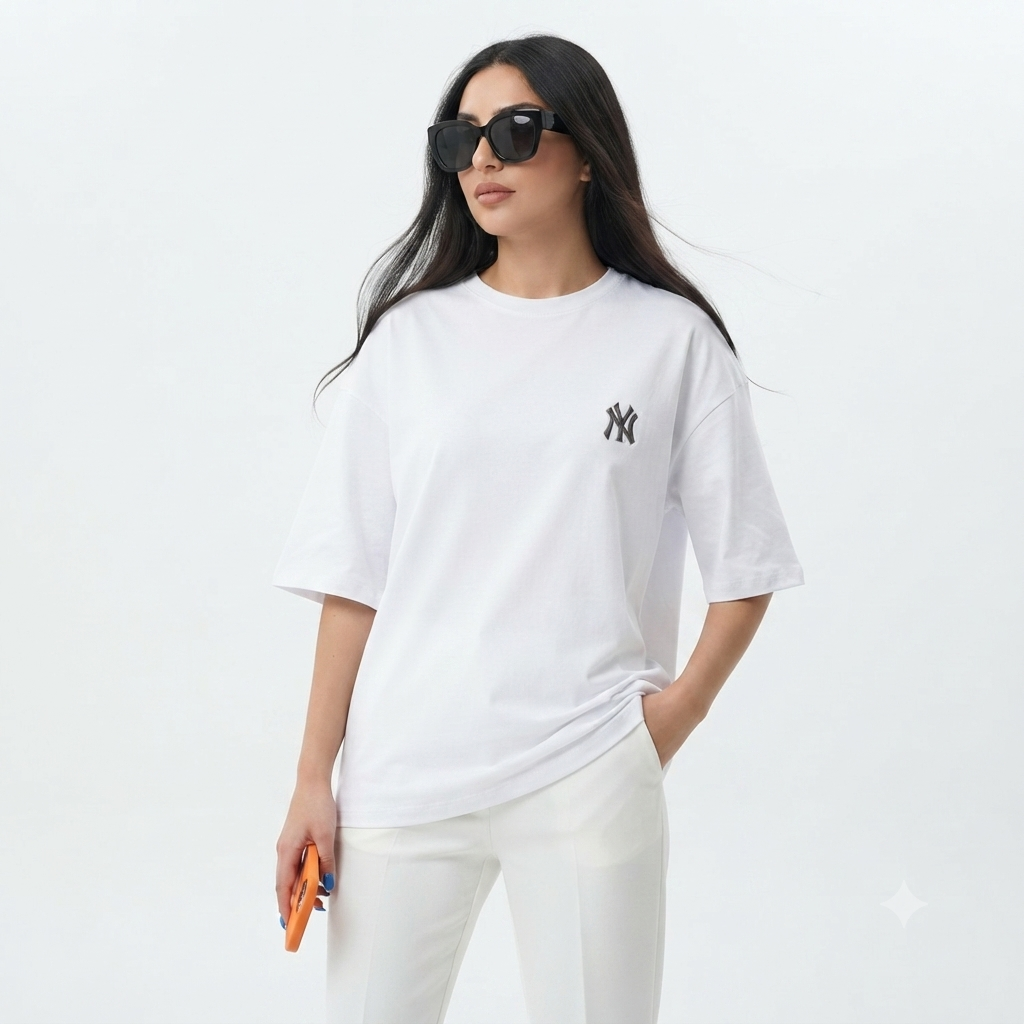 تیشرت زنانه NY لانگ پارچه نخ پنبه