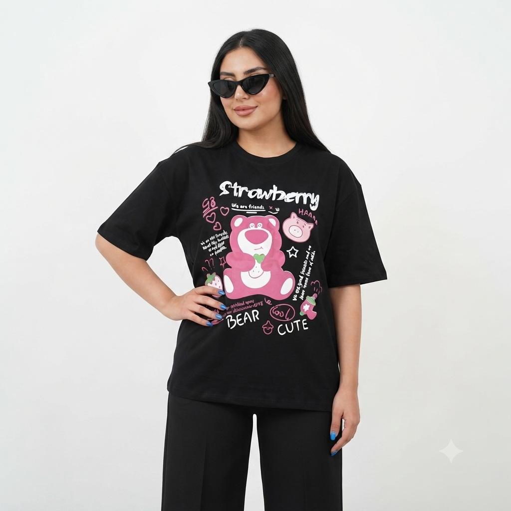 تیشرت زنانه Bear  لانگ خارجی شناسنامه دار