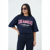 تیشرت زنانه Los Angeles لانگ پارچه مچینست یک رو