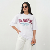تیشرت زنانه Los Angeles لانگ پارچه مچینست یک رو