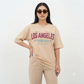 تیشرت زنانه Los Angeles لانگ پارچه مچینست یک رو
