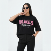 تیشرت زنانه Los Angeles لانگ پارچه مچینست یک رو