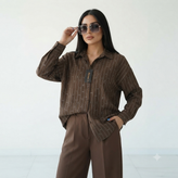 شومیز زنانه miu شیشه ای نقره کوب