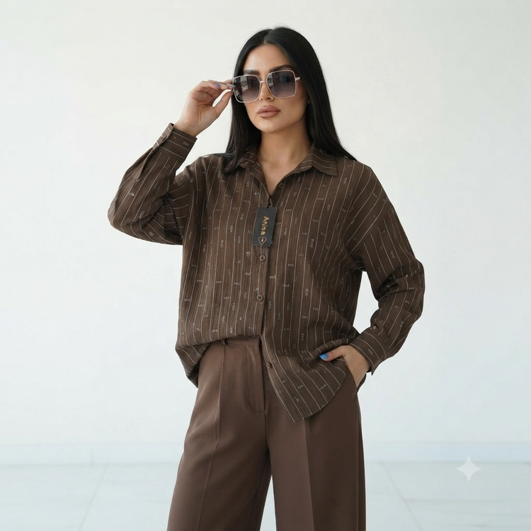 شومیز زنانه miu شیشه ای نقره کوب